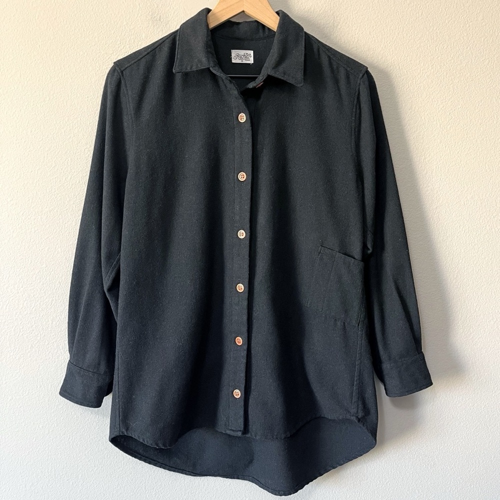 Richter Goods Men's Size Small Black Button Front Casual Work Shirt Wool Blend